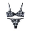 Hollowed-Out Sheer Mesh Bra Set - Three Piece Lace Lingerie