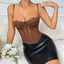 Lace Spaghetti Strap Corset Bustier - Open Back Bodyshaper Camisole
