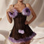 Seductive Plush Sexy Pajamas - Black Mesh Lingerie Set