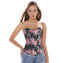 Floral Print Overbust Corset - Vintage Zip Bustier with Suspenders