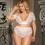 High Waist Transparent Lace Lingerie Set - Short Sleeve Bralette