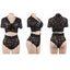 High Waist Transparent Lace Lingerie Set - Short Sleeve Bralette