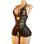 Black Lace Sheer Bodysuit - Romantic See-Through Lingerie Jumpsuit