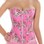 Floral Print Overbust Corset - Vintage Zip Bustier with Suspenders