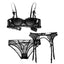 Lace Push-Up Bra Garter Set - Three-Piece Half Cup Lingerie