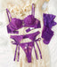 Mesh Embroidery Garter Belt and Stocking Set - 4-Piece with Underwire