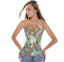 Floral Print Overbust Corset - Vintage Zip Bustier with Suspenders
