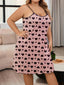 Heart Printing Nightdress Women's Suspenders