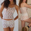 Lace Sexy Lingerie Suit Sexy Mesh Camisole Sheer Cutout Short Skirt Two-piece Set