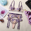 Purple Patchwork Sheer Lace Lingerie Set