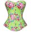 Floral Print Overbust Corset - Vintage Zip Bustier with Suspenders