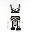 Black Hollowed-Out Strappy Bra and Panty Set - Uniform Style