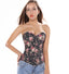 Floral Print Overbust Corset - Vintage Zip Bustier with Suspenders