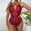 Red Lace One-Piece Pajama Lingerie - Net Lingerie Sleepwear | The Intimaire