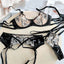 Embroidered Lace Leather Bra Garter Set - Seductive Three-Piece