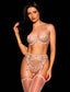 Womens Sexy Embroidered Mesh Lingerie Set
