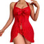 Lace Mesh See-Through Halter Nightdress - Grid Pattern Lingerie Set
