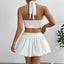 High-End Street Fashion Top and Skirt Set - Solid Color Lingerie