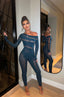 Long Sleeve Rhinestone Shiny Fishnet Jumpsuit - Sexy Lingerie
