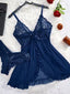 V-Neck Lace Camisole Lingerie Set - Sleepwear & Nightdress