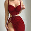 Halter Midriff-Baring Top with Slit Skirt - Sexy Lingerie Suit