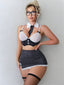 Striped Bow Miniskirt Uniform - Pure Desire Lingerie Suit