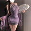 Chinese Style Purple Shawl Cardigan - Cheongsam Lingerie