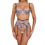 Purple Patchwork Sheer Lace Lingerie Set