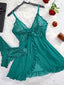 V-Neck Lace Camisole Lingerie Set - Sleepwear & Nightdress