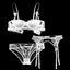 Lace Push-Up Bra Garter Set - Three-Piece Half Cup Lingerie