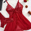 V-Neck Lace Camisole Lingerie Set - Sleepwear & Nightdress
