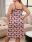Heart Printing Nightdress Women's Suspenders