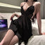 Satin Big Bowknot Lingerie with Chest Pad - Evening Dress Set